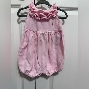 Ralph Lauren Pink and White Striped Kids One Piece